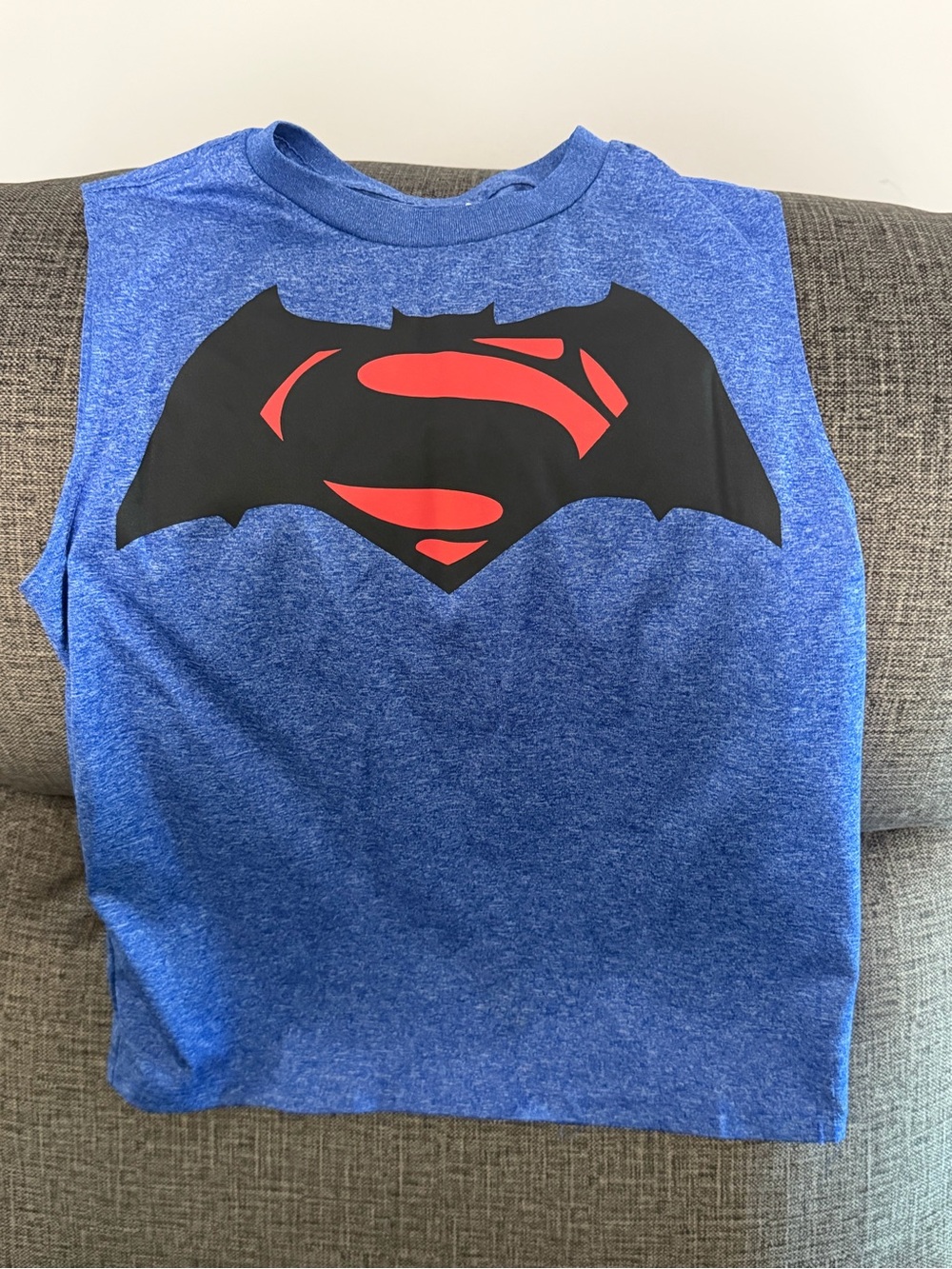DC Comics Blue Boys' Superhero Tank Top with Red & Black Emblem